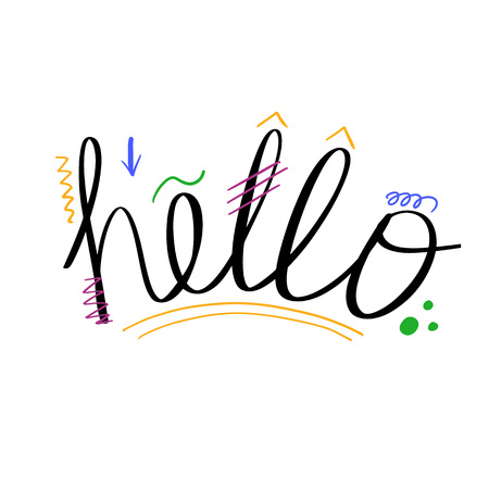 Hello phrase hand drawn lettering. Modern brush calligraphy. Vector illustration .のイラスト素材