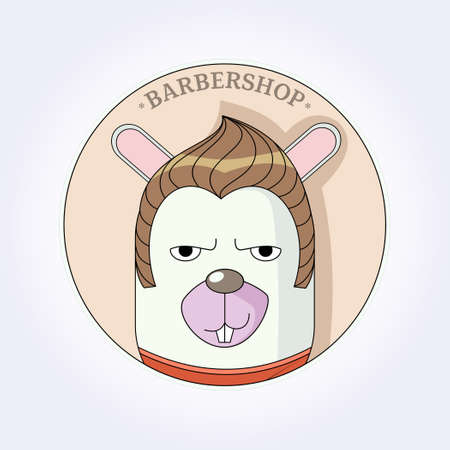 Vector rabbit hipster with fashion hair. Hairdresser for men. Barbershopのイラスト素材