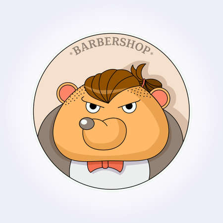Vector bear hipster with fashion hair. Hairdresser for men. Barbershopのイラスト素材