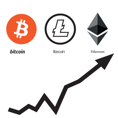 cryptocurrency, bitcoin, litecoin, Ethereum, vectorのイラスト素材