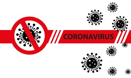 Banner and prohibition sign, coronavirus spread stop conceptのイラスト素材