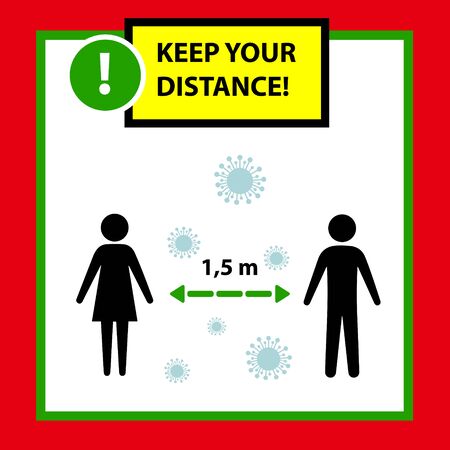 Socially Remote Poster, Keep a distance of 1.5 meters.のイラスト素材