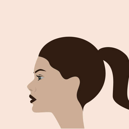Vector illustration, female concept illustration of modern woman. Perfect for posters, wall art, postcards, prints. Contemporary portrait. Minimalistic style.のイラスト素材