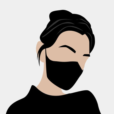 Vector illustration, female concept illustration of modern woman. Perfect for posters, wall art, postcards, prints. Contemporary portrait. Minimalistic style.のイラスト素材