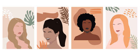 Floral woman modern womens printsのイラスト素材