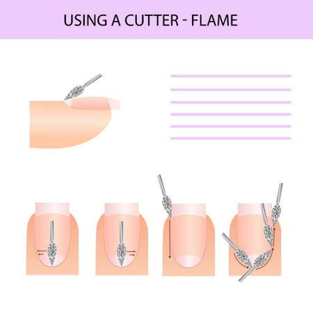 Correct use of the cutter. Professional manicure guide, Vector illustration, infographicsのイラスト素材