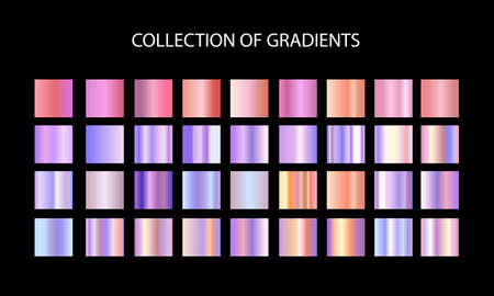 Vector set of gradients. Big collection of colorful metallic gradient illustrations vectorのイラスト素材