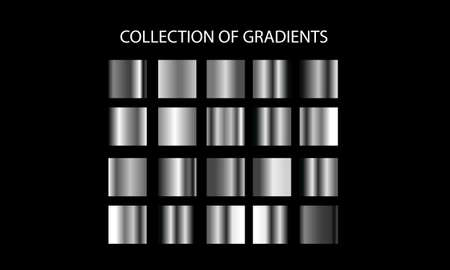 Vector set of gradients. Big collection of colorful metallic gradient illustrations vectorのイラスト素材