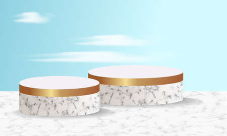 Marble podium, minimalistic stage for product presentation, vectorのイラスト素材