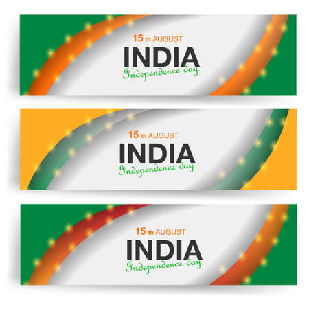 Indian Independence Day. Balloons and ribbons. India flag. August 15のイラスト素材