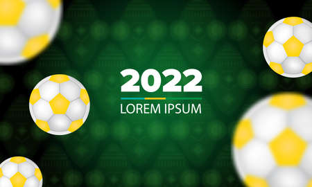 Soccer ball. Bright sports banner in yellow and green. Vectorのイラスト素材