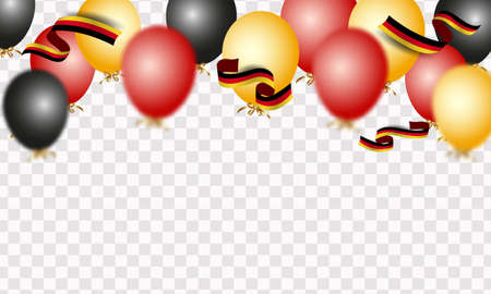 October 3rd. Flag for the Day of German Unity of Germany. Balls, fireworks flags. Realistic vectorのイラスト素材