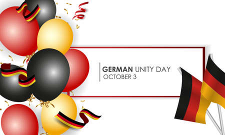 October 3rd. Flag for the Day of German Unity of Germany. Balls, fireworks flags. Realistic vectorのイラスト素材