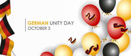 October 3rd. Flag for the Day of German Unity of Germany. Balls, fireworks flags. Realistic vectorのイラスト素材