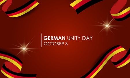 October 3rd. Flag for the Day of German Unity of Germany. Balls, fireworks flags. Realistic vectorのイラスト素材