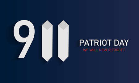 Patriot Day, we will never forget. Towers. 11 September. USA flag. Vector illustrationのイラスト素材