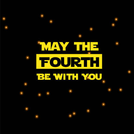 May The 4th Be With You. Vector illustration with glowing swords and stars.のイラスト素材