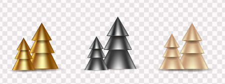 Golden realistic Christmas tree cones, decorations for the new year 2023. Realistic vectorのイラスト素材