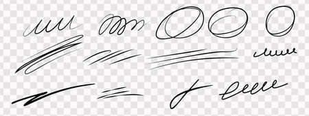 handwritten strokes on a transparent background, drawn with a pen. Vector illustrationのイラスト素材