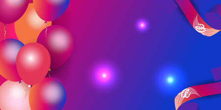 Garland of brightly colored balloons, festive balloons. Realistic vector