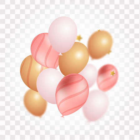 Garland of brightly colored balloons, festive balloons. Realistic vectorのイラスト素材