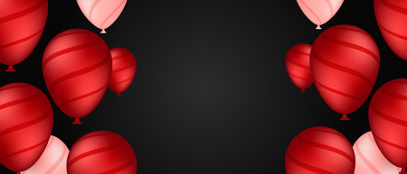 Realistic balloons, vector for holiday card decoration, design, web bannerのイラスト素材