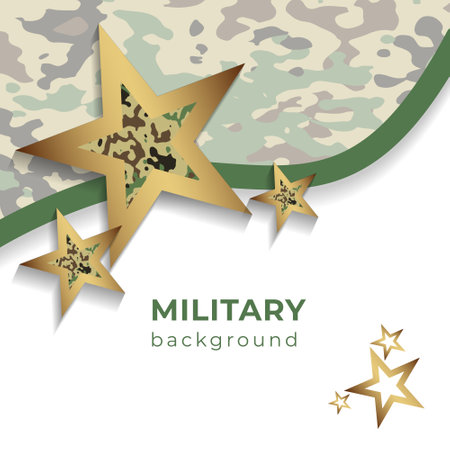 Military background, Camouflage pattern, camouflage ribbons, stars vector illustrationのイラスト素材