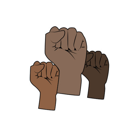 Hands clenched in fist, Black History Month, Juneteenthvector illustrationのイラスト素材