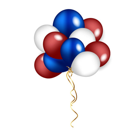 Red and white balloons flying up, realistic vectorのイラスト素材