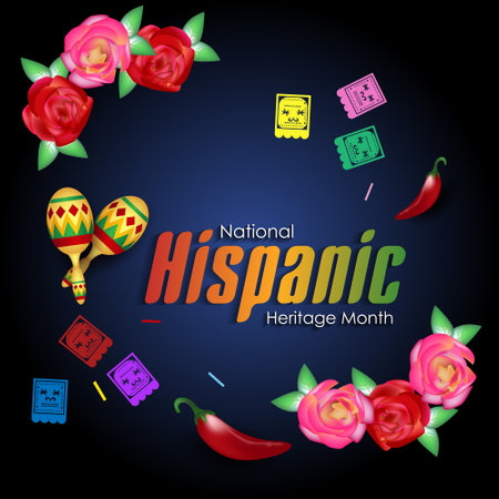 Hispanic National Heritage Month in September and October. Hispanic and Latin culture. Latin American patterns.のイラスト素材