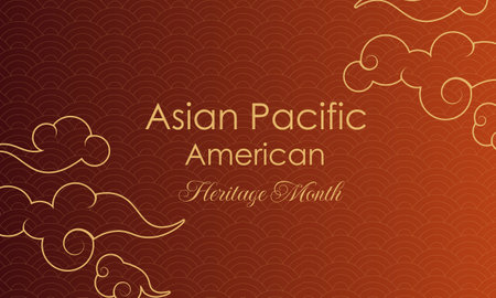 May Asian American and Pacific Islander Heritage Month. Illustration with text, Chinese pattern. Asia Pacific American Heritage Month, Vectorのイラスト素材