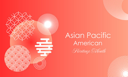 May Asian American and Pacific Islander Heritage Month. Illustration with text, Chinese pattern.のイラスト素材