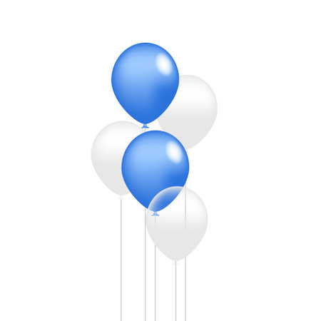 Festive banner with blue confetti and balloonsのイラスト素材