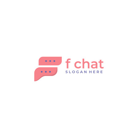 Letter f logo combination with chat icon, talk vector symbolのイラスト素材