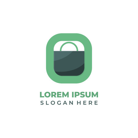 Shop bag logo design. Bag shop logo template vector icon illustration.のイラスト素材