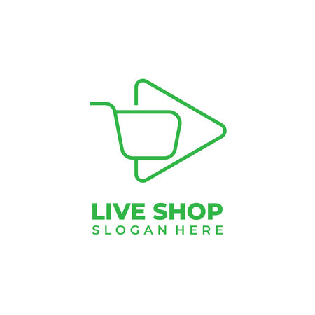 Live shop logo template vector icon illustration design. Online store logo template.のイラスト素材