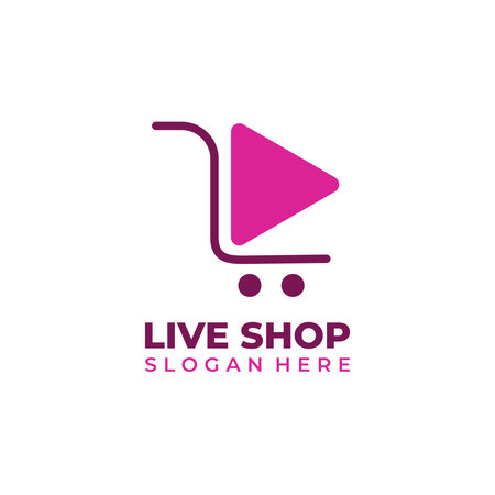 Live shop logo template vector icon illustration design. Online shopping logo concept.のイラスト素材