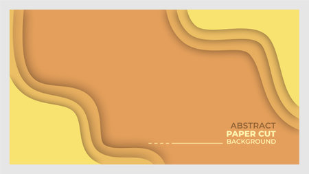 Vector 3D abstract yellow background and paper cut shapeのイラスト素材