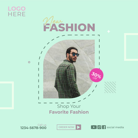 Fashion social media instagram post, green backgroundのイラスト素材