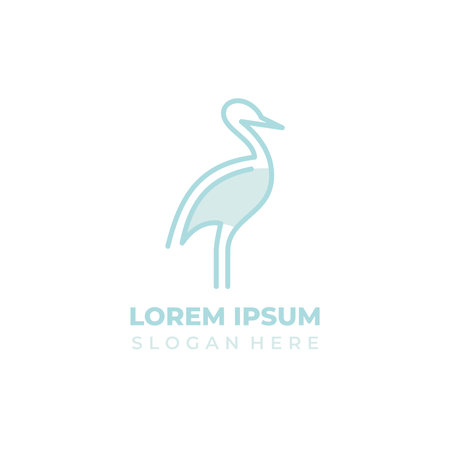 Elegant flamingo bird logo design template. Vector illustration.のイラスト素材