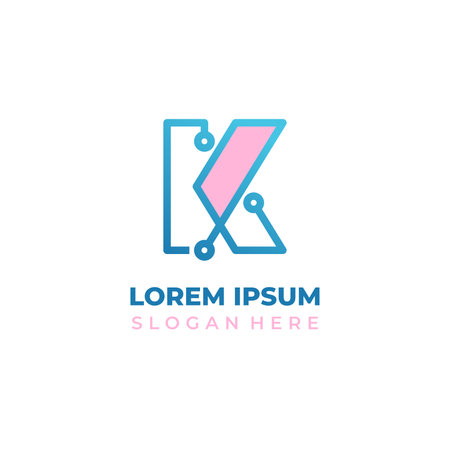 Letter K logo design template. Digital technology vector logotype. Corporate identity symbol.のイラスト素材