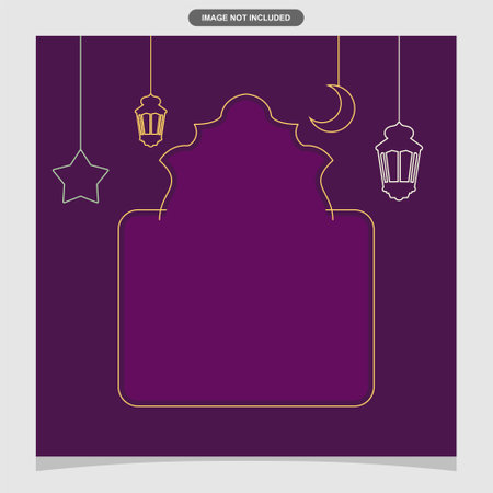 Modern Ramadan social media banner design with distinctive ornaments and artistic typography.のイラスト素材