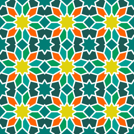 Seamless pattern with arabic geometric ornament. Vector illustration