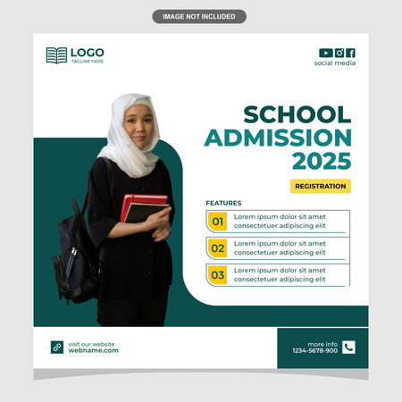 School admission pamphlet, new student registration flyerのイラスト素材