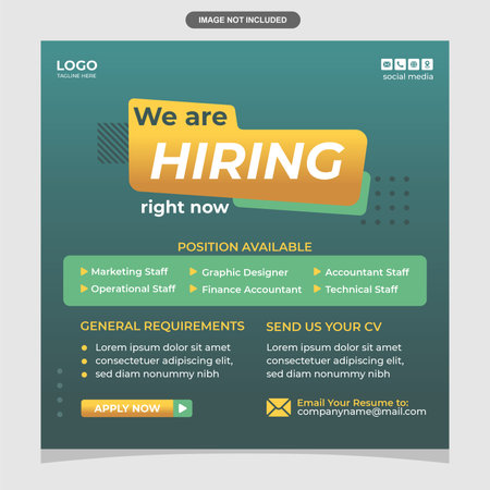 Creative Social Media Recruitment Banner Open for New Talents Dark Green Backgroundのイラスト素材