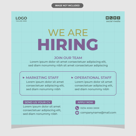 we are hiring flyer design template in blue and green colors, vector illustrationのイラスト素材