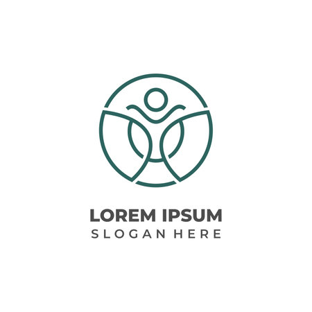 Abstract logo design template. Vector illustration of human silhouette and steering wheel.のイラスト素材