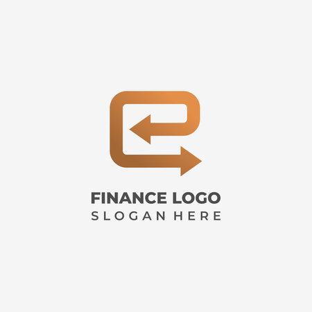Minimalist Finance Company Logo Letter e and 2 Arrows forward and backwardのイラスト素材