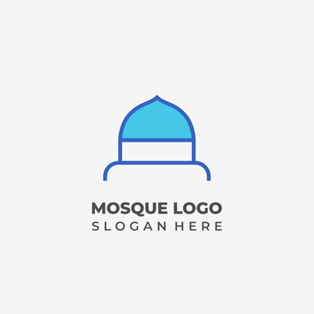 Semi Lineart Mosque Dome Logo with Simple and Unique Conceptのイラスト素材