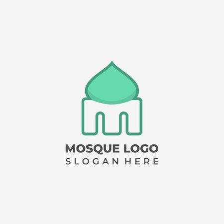 Mosque Logo Template vector icon illustration design. Islam, Arabic, Indian, ottoman motifsのイラスト素材